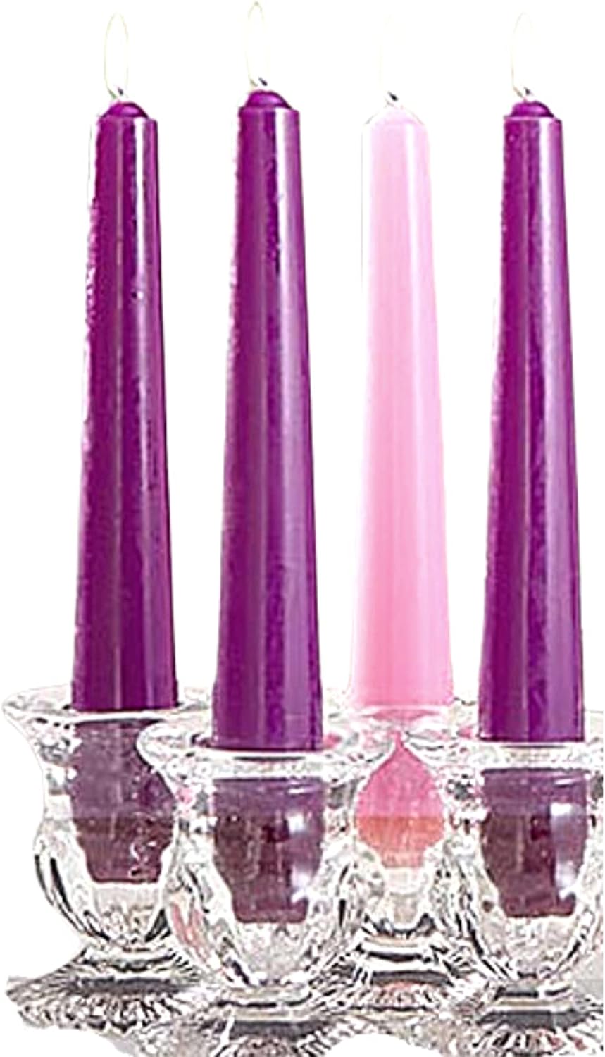 Christmas Advent Taper Candle Set - 3 Purple 1 Pink Wreath Accessories