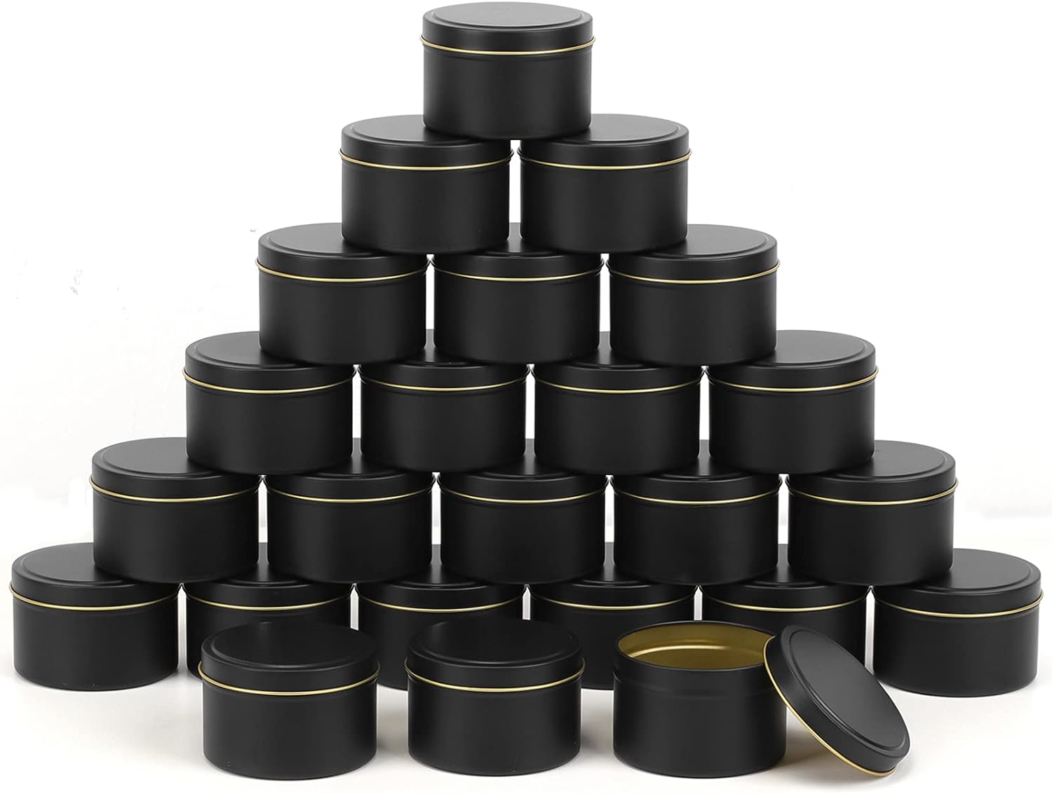 SONVIIBOXDiwali Candle Tins Black Capacity 8oz 24 Pack