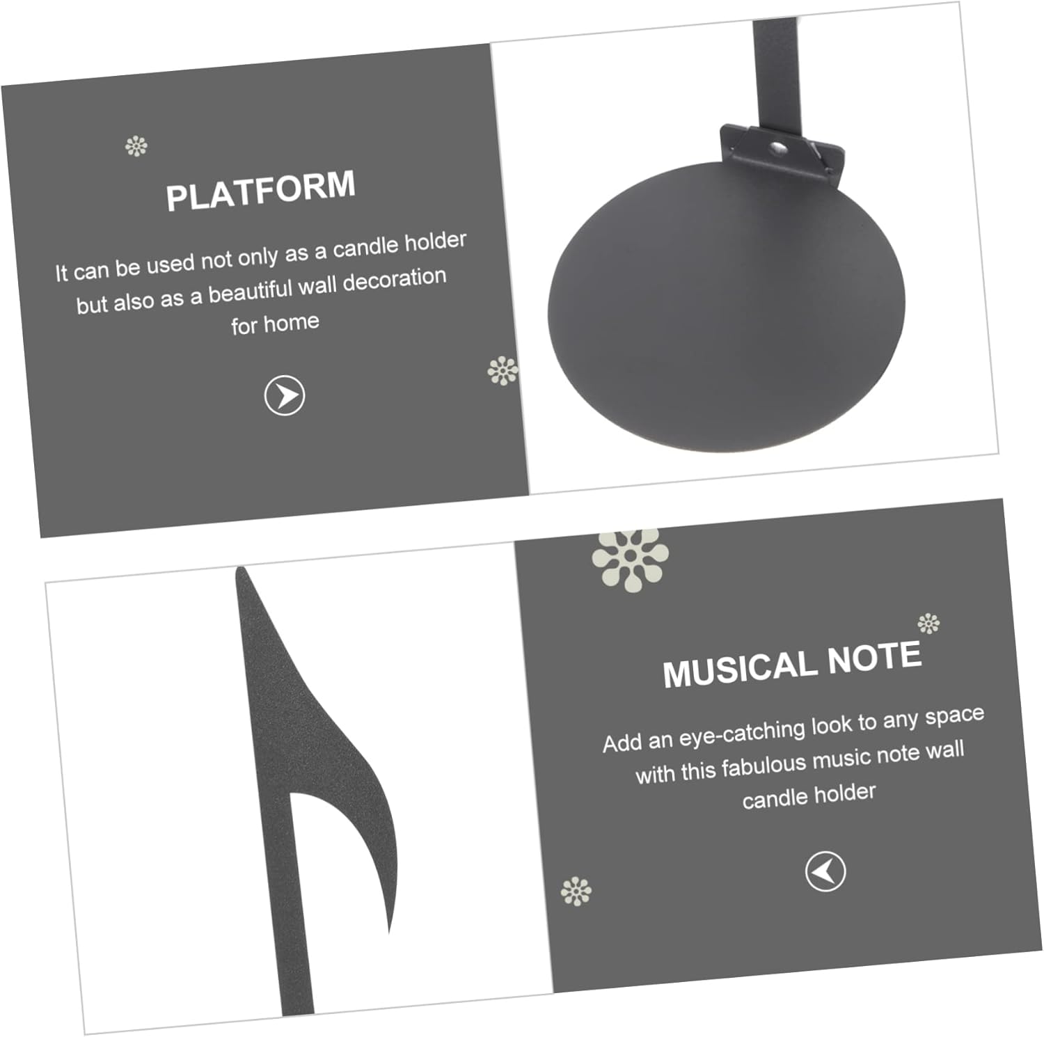 Aboofan Wall Candle Holder Decor Music Note