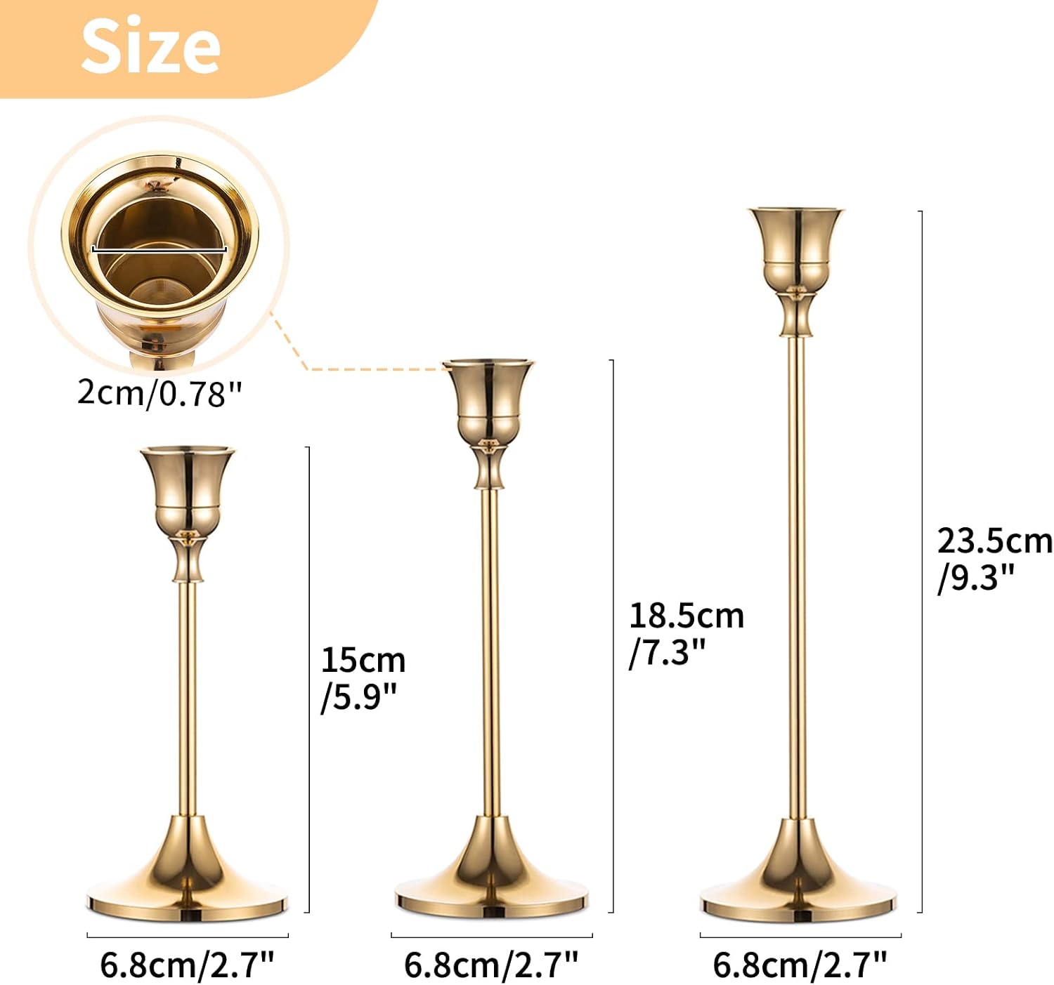 Brass Gold Candlestick Holders Set