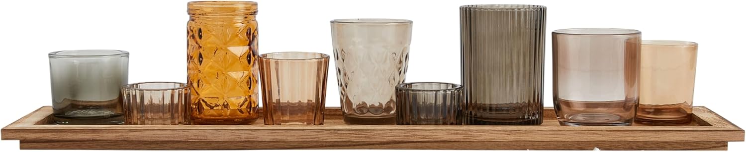 Solid Paulownia Wood Candleholder Set
