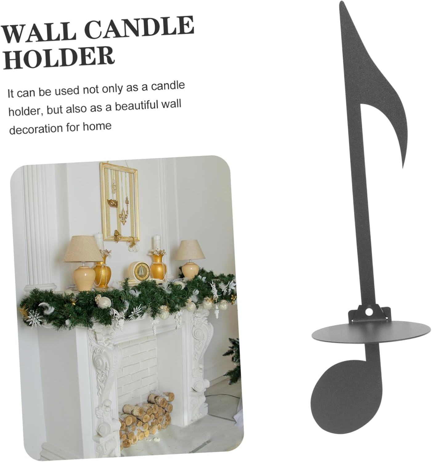 Wall-Mounted Metal Candle Holder with Music Notes Design