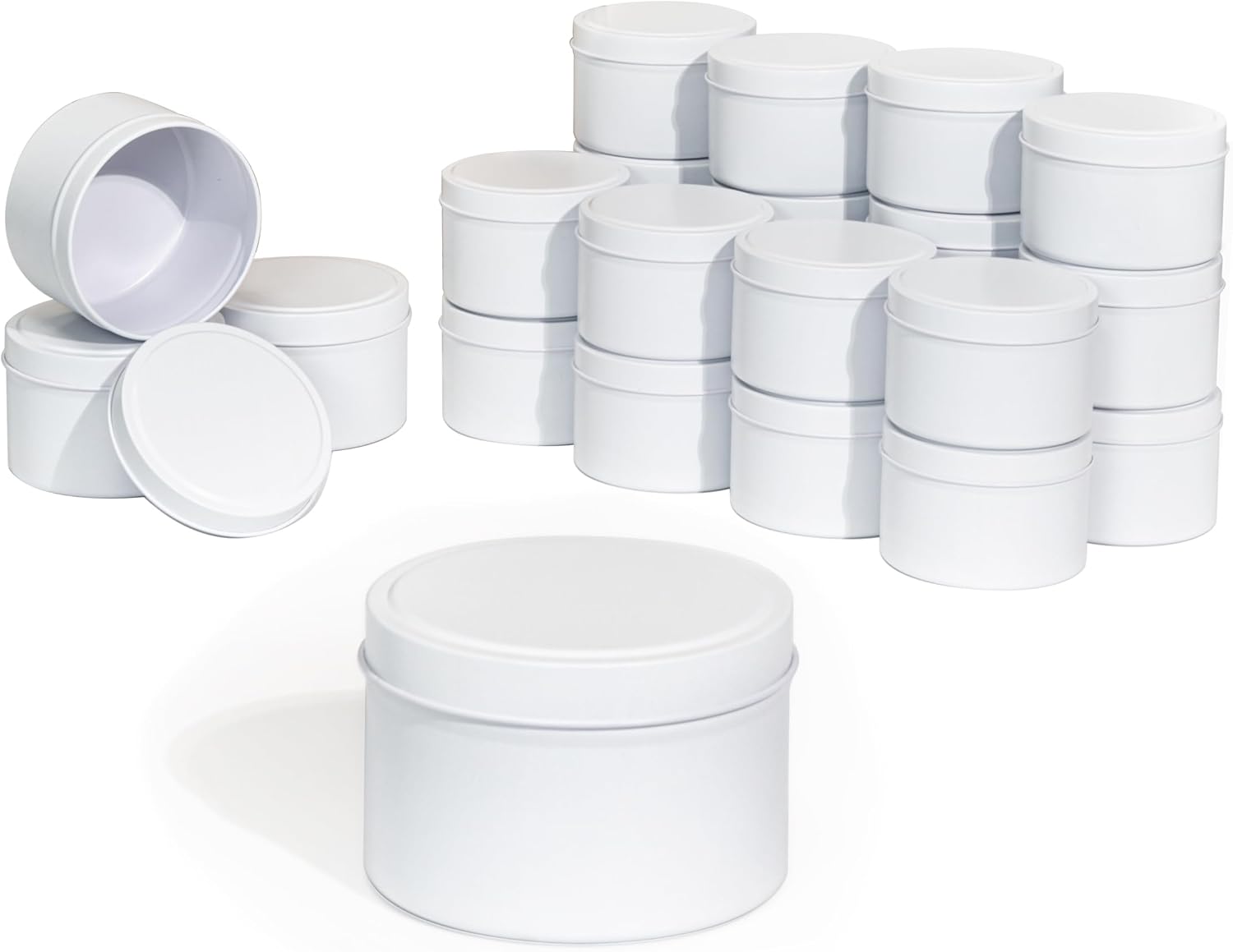 Aroparc 8oz Candle Tins White 24-Piece Set