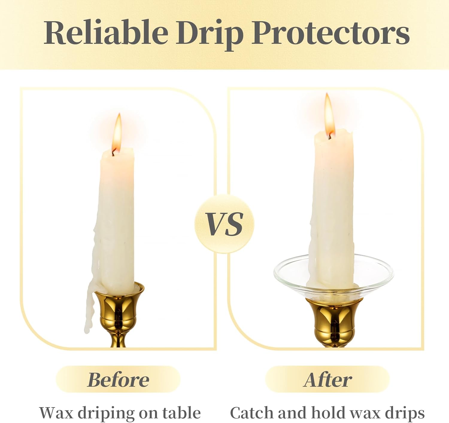 Hewory 3-Piece Glass Candle Drip Catchers for Tapers