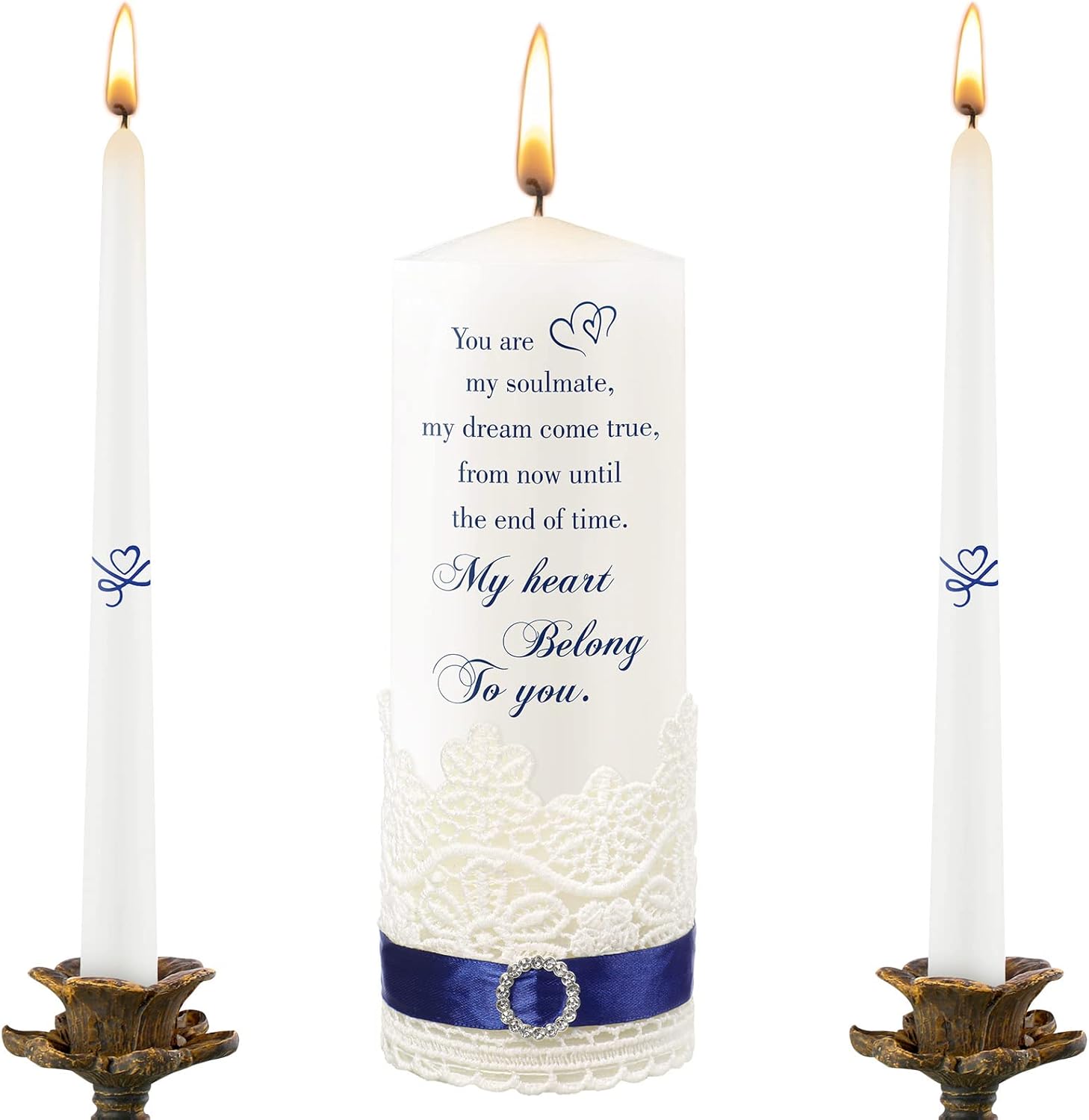 Elegant Heart-Shaped Union Candles Wedding Set