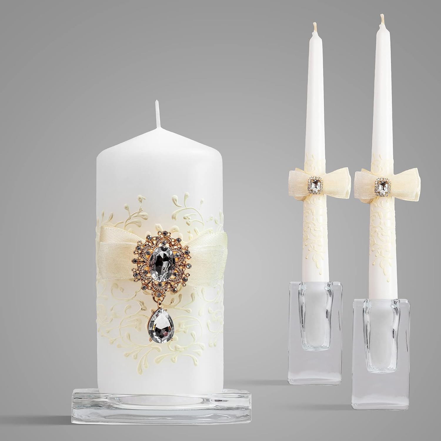 VABA 106 Taper Pillar Unity Candle Set for Weddings