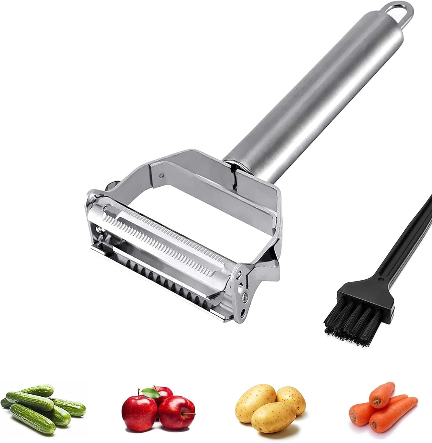 Stainless Steel dual blade vegetable peeler with handle