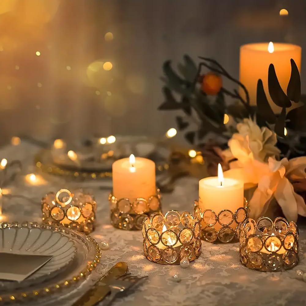 Vincigant 12-Piece Gold Crystal Candleholder Set