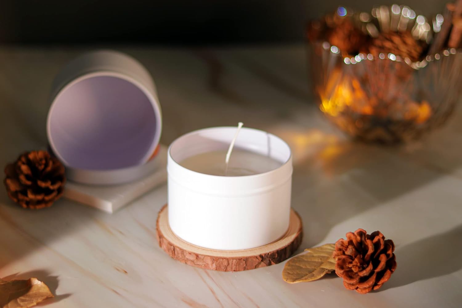 Aroparc 8oz Candle Tins White 24-Piece Set