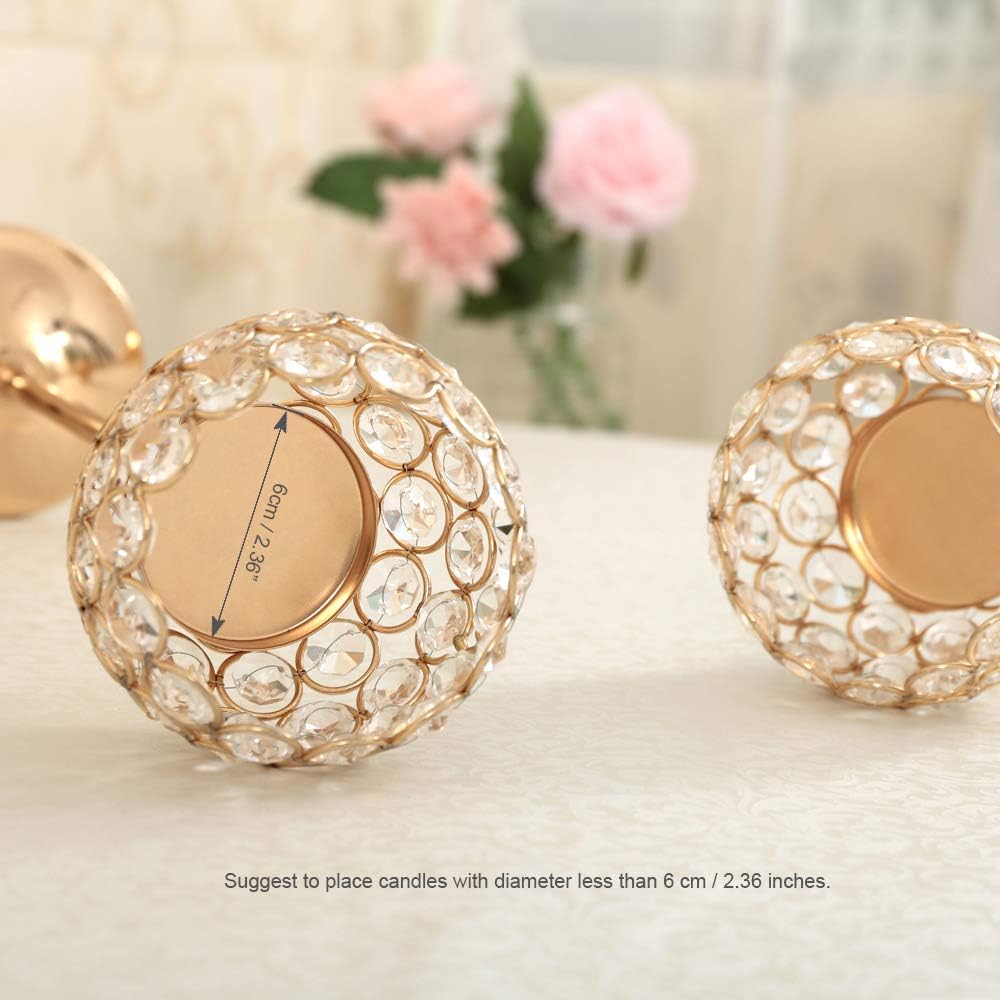 Vincigant Gold Crystal Candle Holders Set of 2 - Elegance for Any Occasion