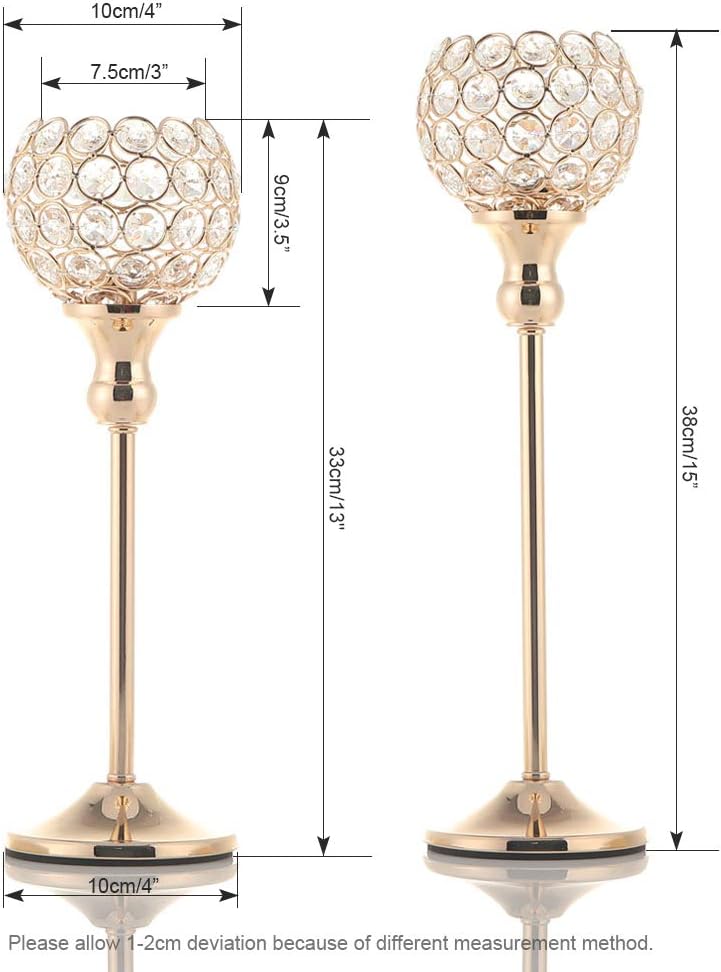 Vincigant Gold Crystal Candle Holders Set of 2 - Elegance for Any Occasion