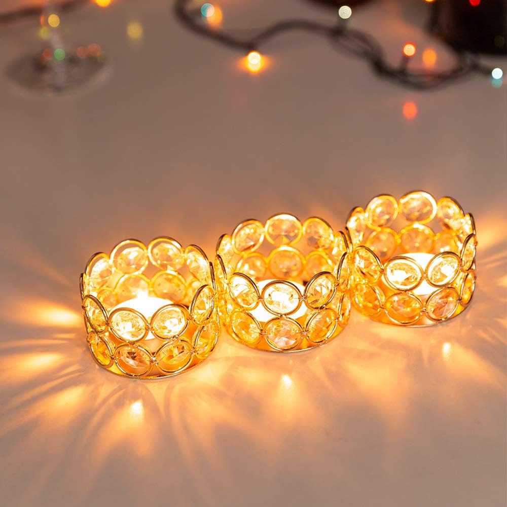 Vincigant 12-Piece Gold Crystal Candleholder Set