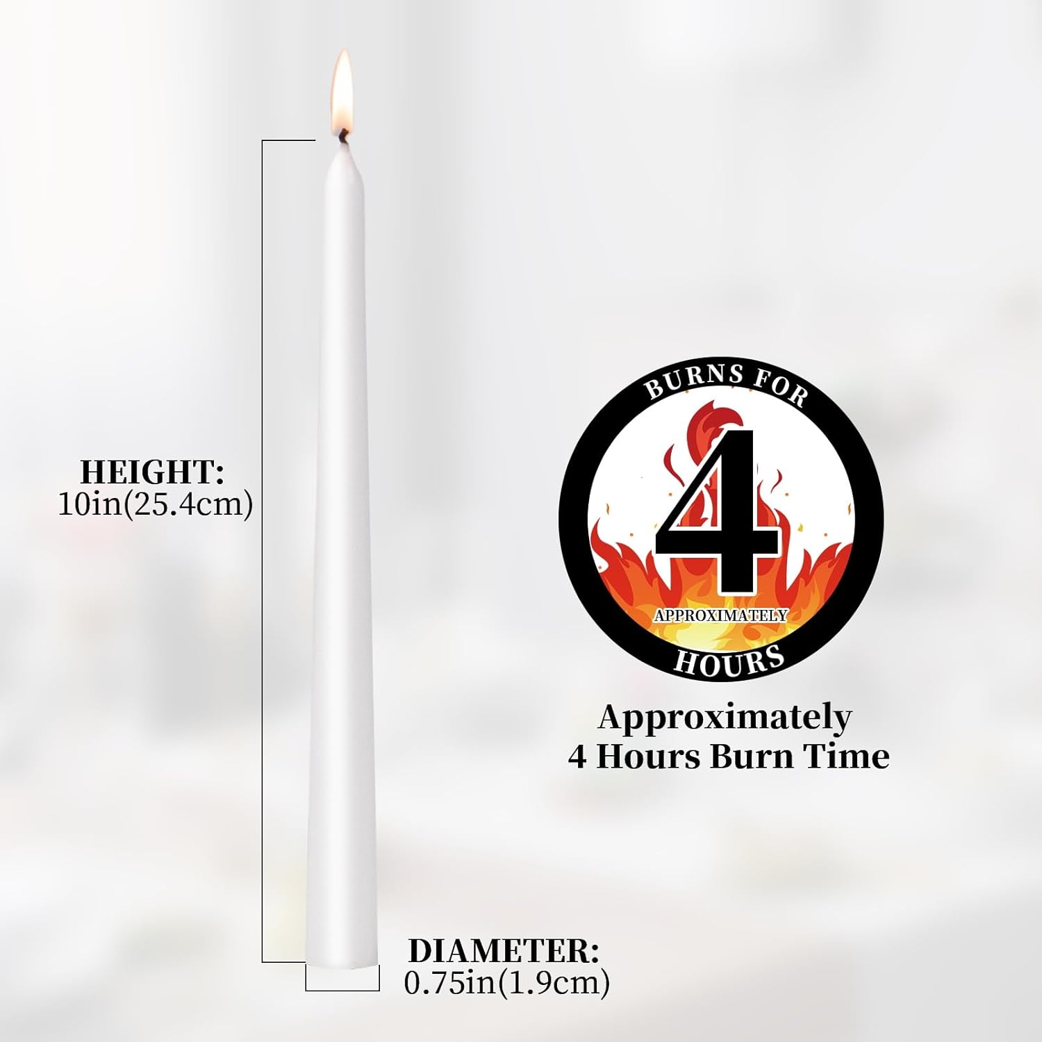 Elegant Set of 10 White Taper Candles