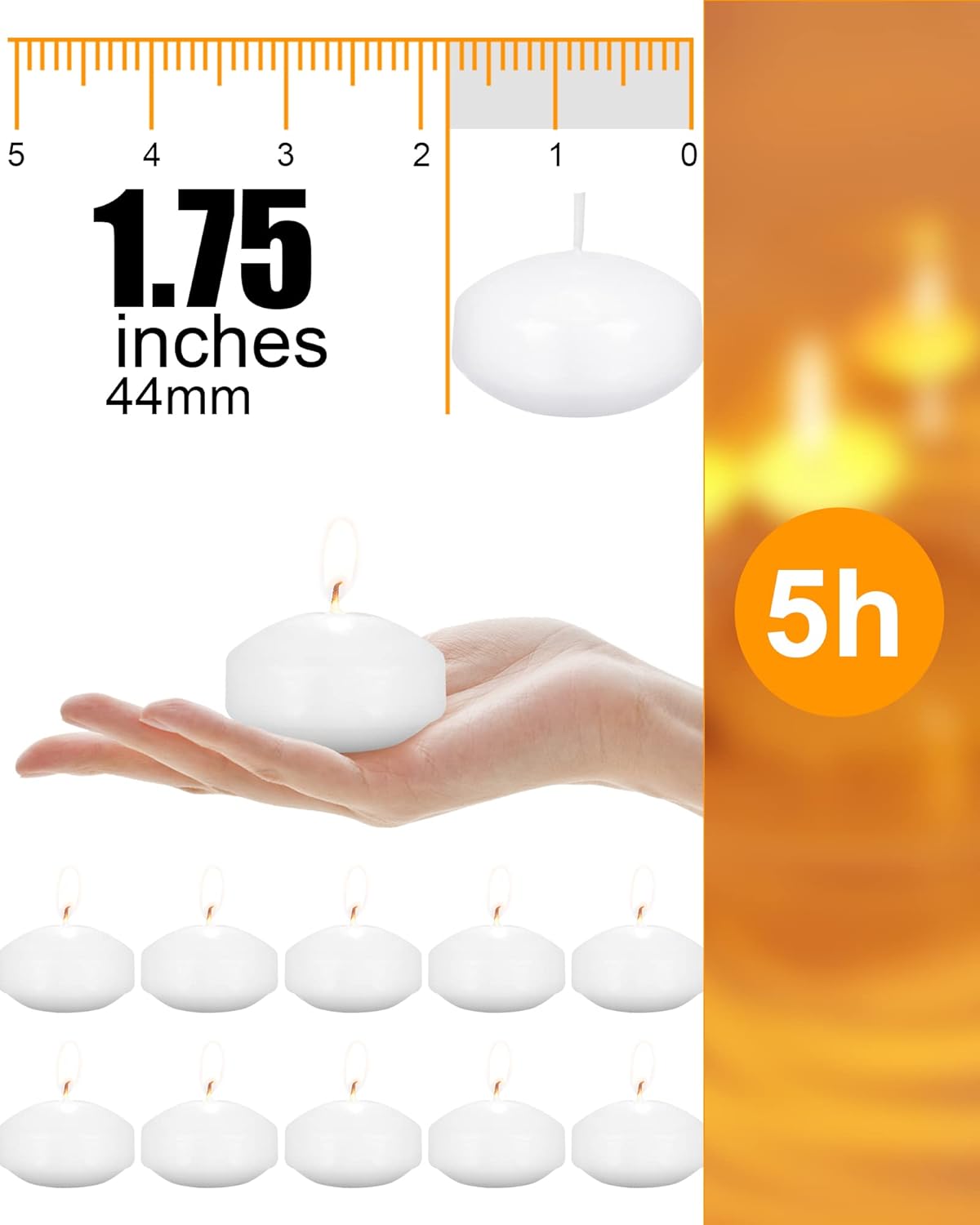 Sealed-Top Floating Tealight Candles Elegant White Set