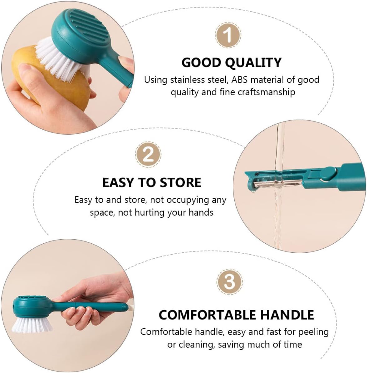 Stainless Steel Peeler Brush - Kitchen Cleaner for Veggies