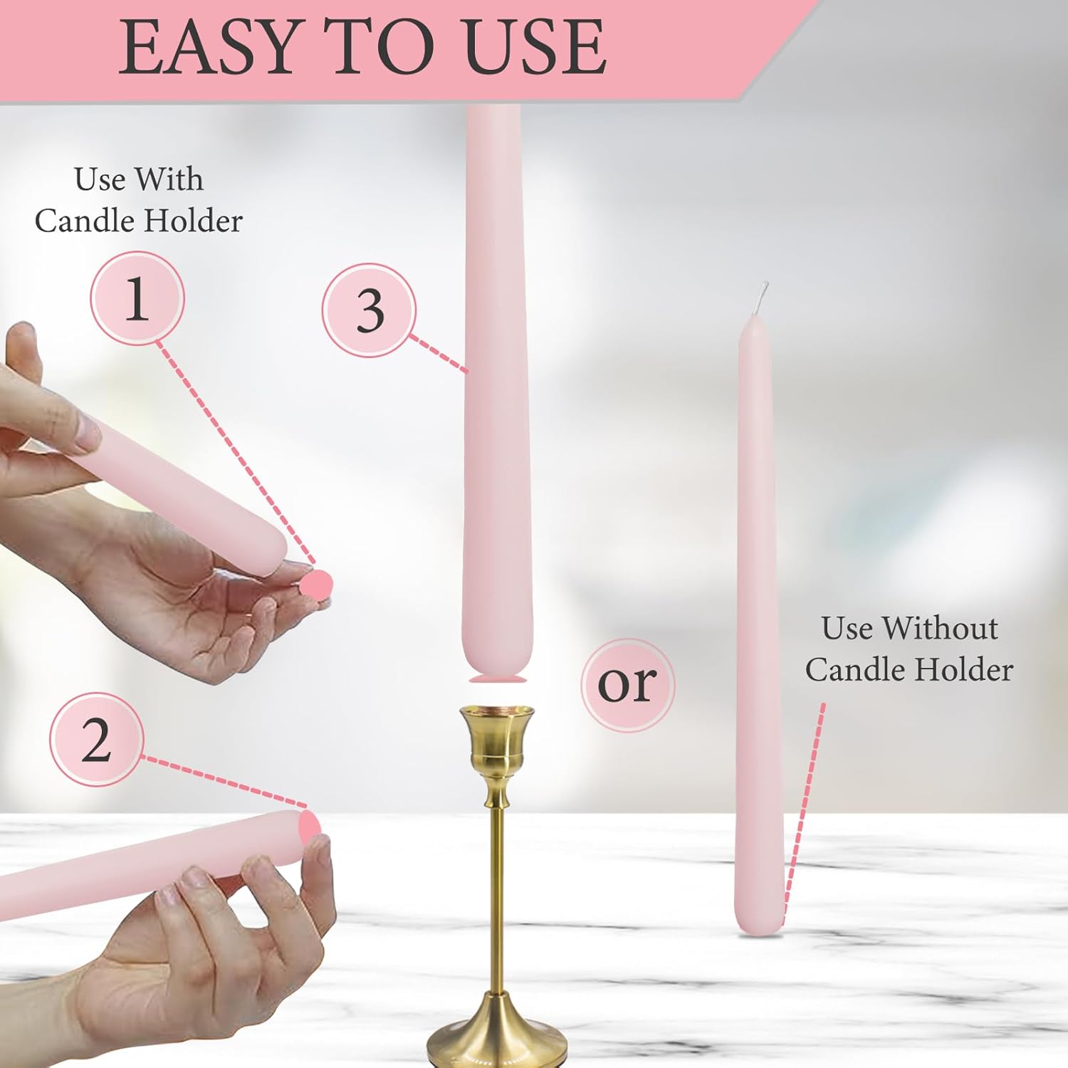 Safe Taper Adhesive Dots 24PK Pink for Any Surface