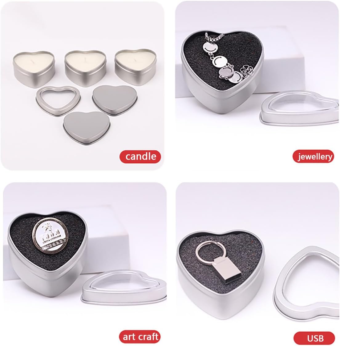 16-Piece Metal Heart Tins with lids