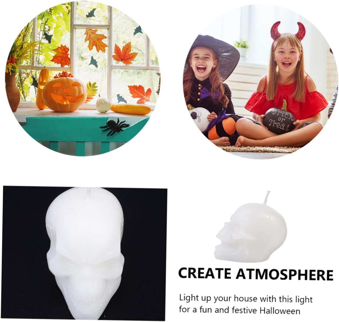 Scare Up The Ambiance 2 Spooky Halloween Skull Candles for Centerpieces
