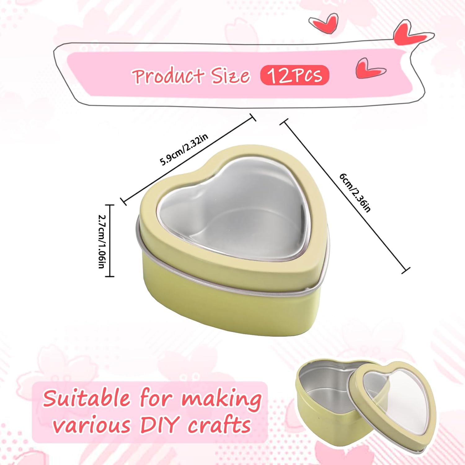 Warm Hearts 12-Piece Heart Shaped Candle Tins