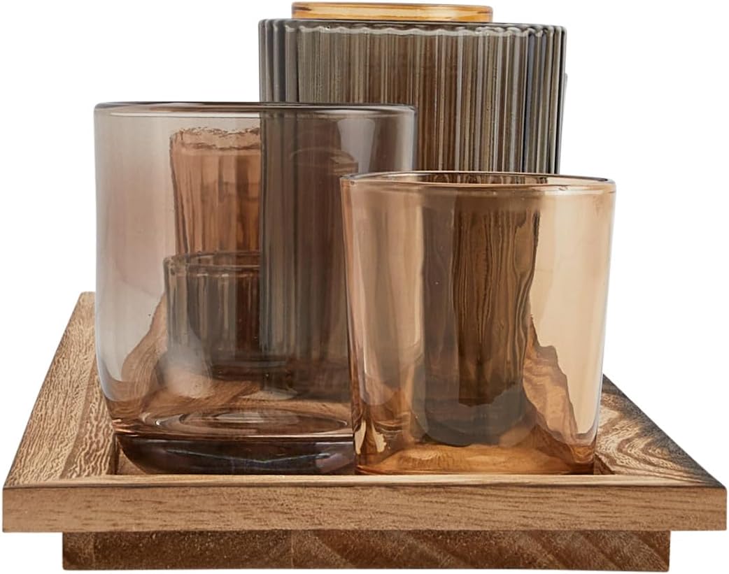 Solid Paulownia Wood Candleholder Set