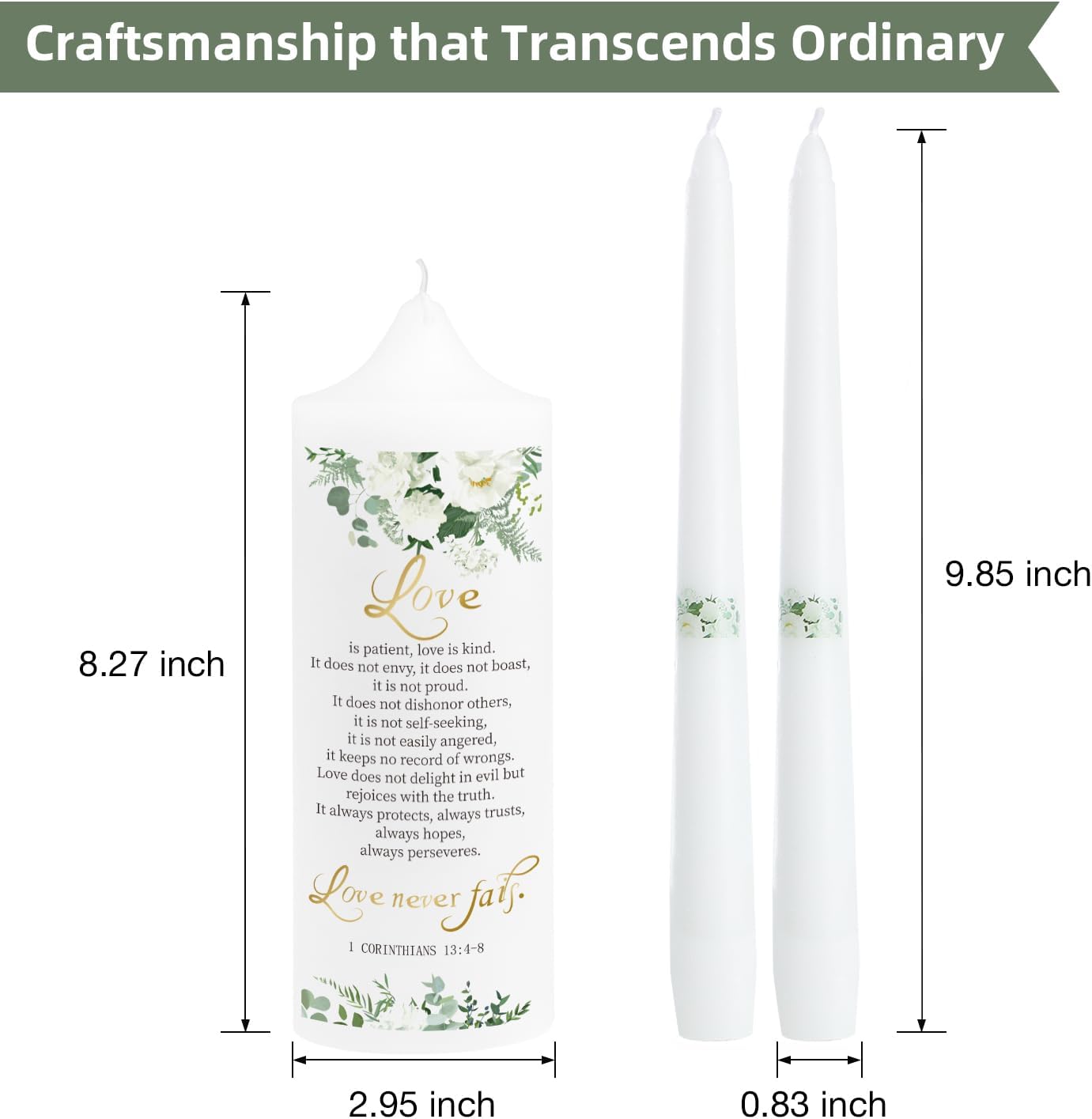 Elegant 3-Piece Union Wedding Candle Set with Golden Holder