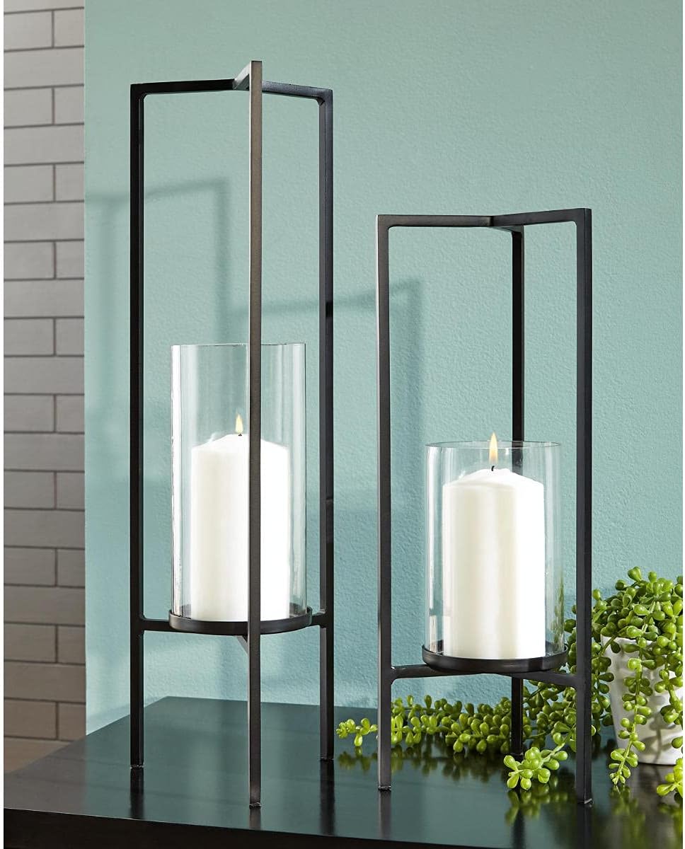 Signature Design by Ashley Ginette Modern Metal Candle Holder Set