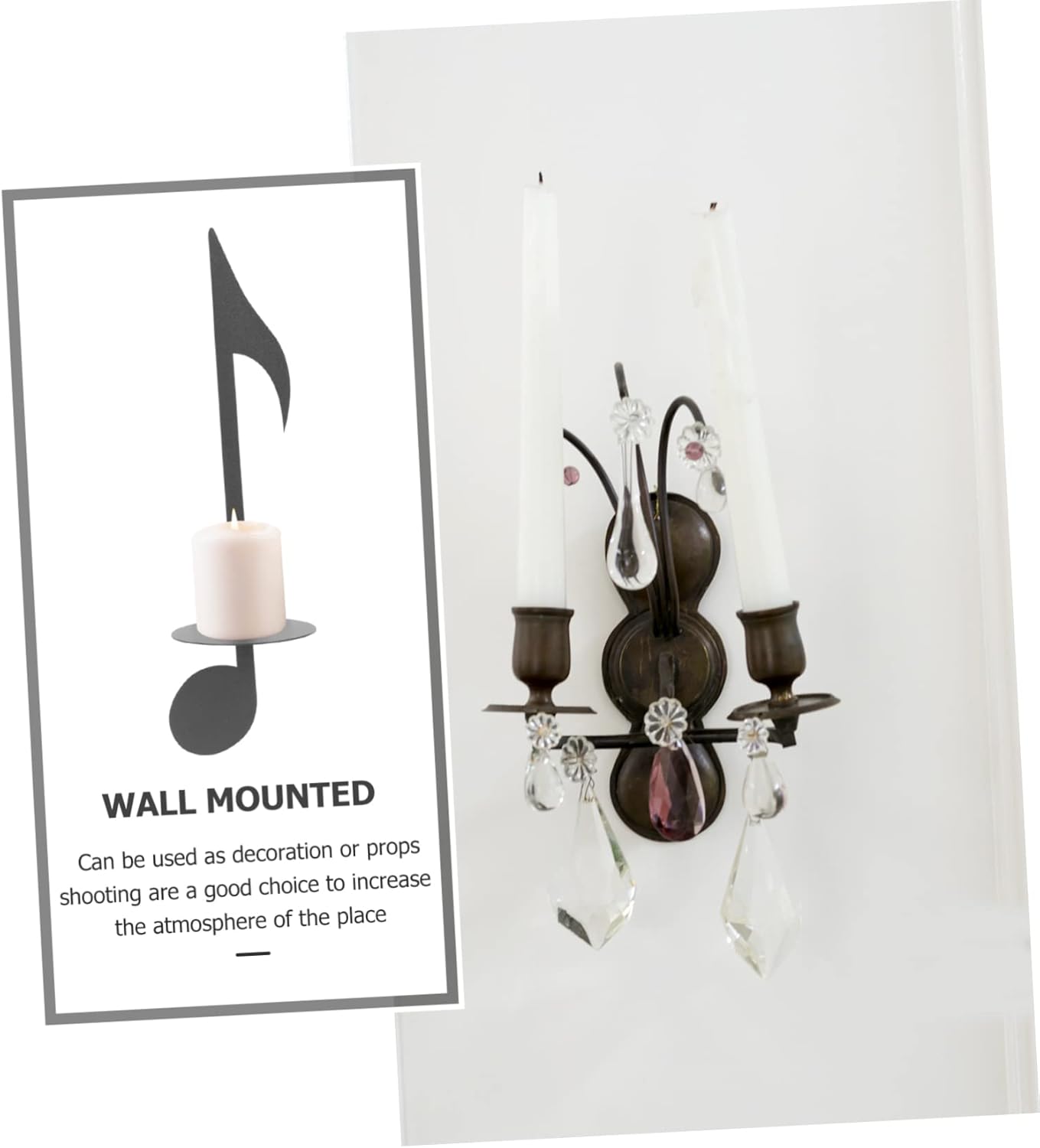 Aboofan Wall Candle Holder Decor Music Note