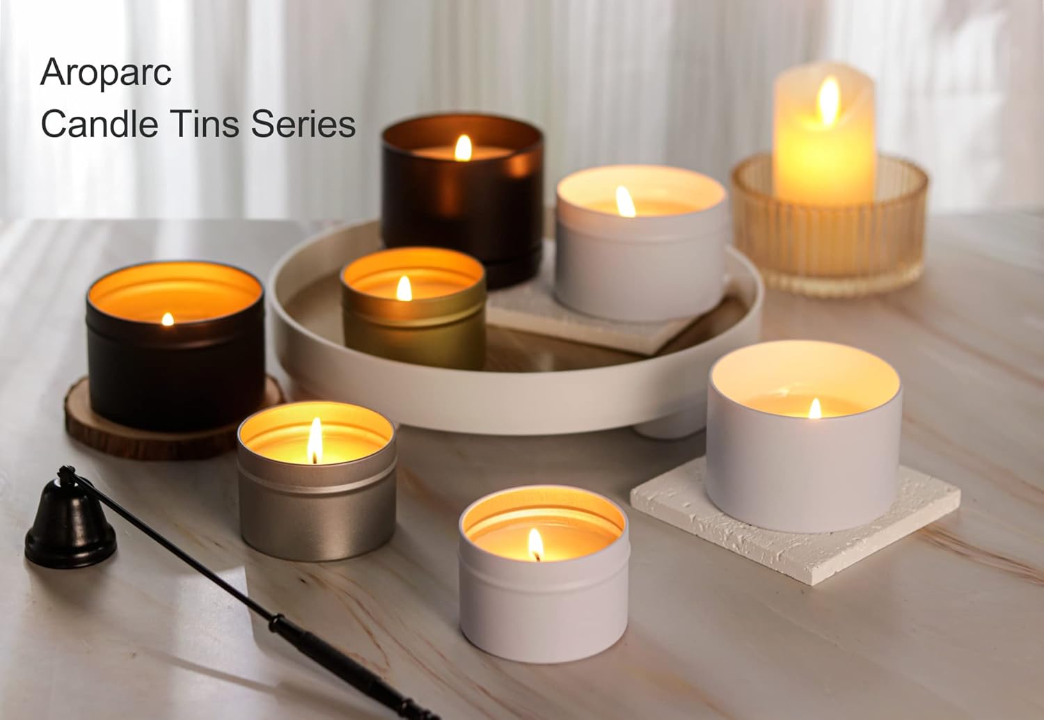 Aroparc - 24 Count White Candle Tins 4oz for Candle Makers and Travelers