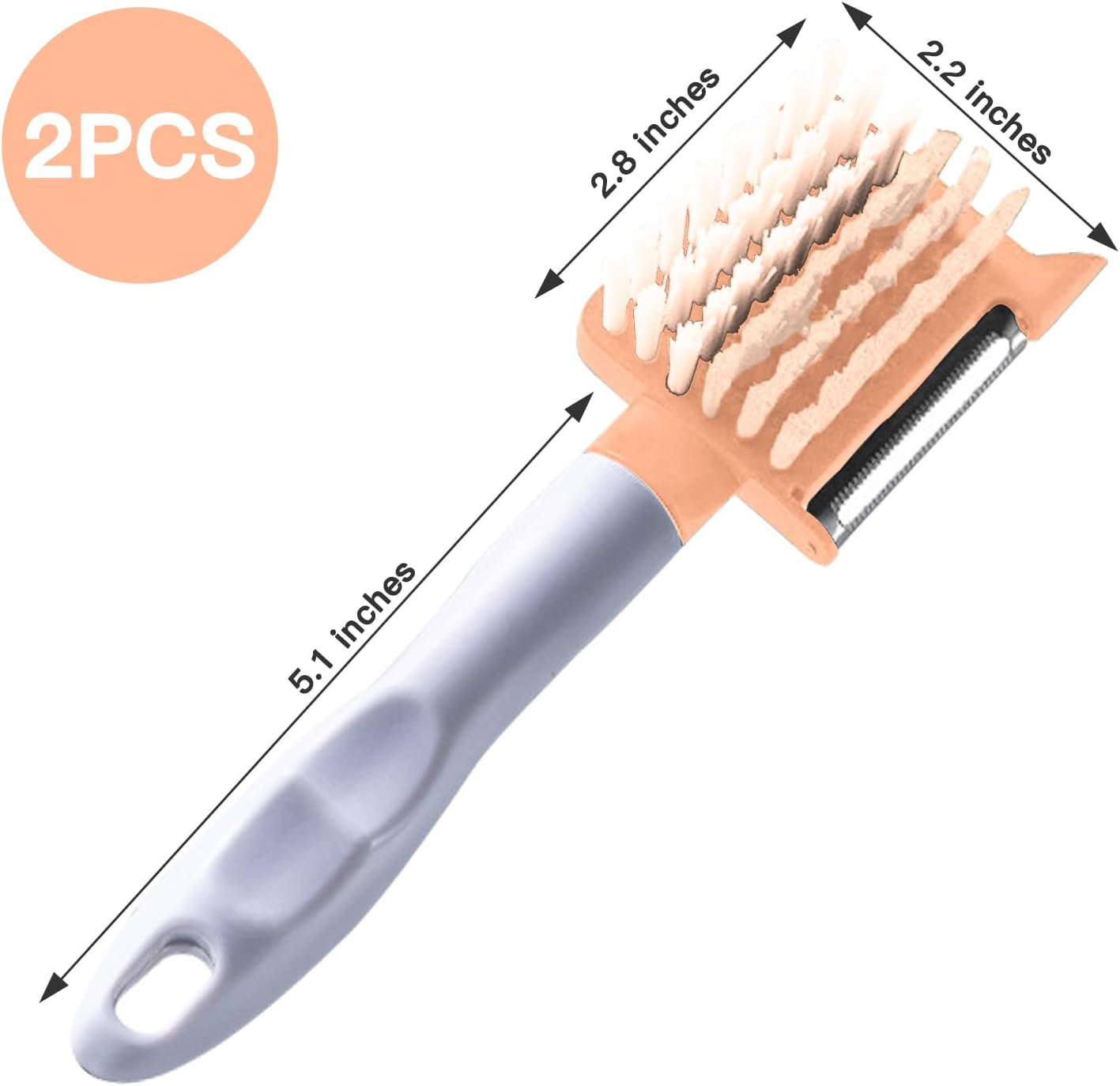 Efficient 2-in-1 Dual Function Vegetable Brush Julienne Peeler