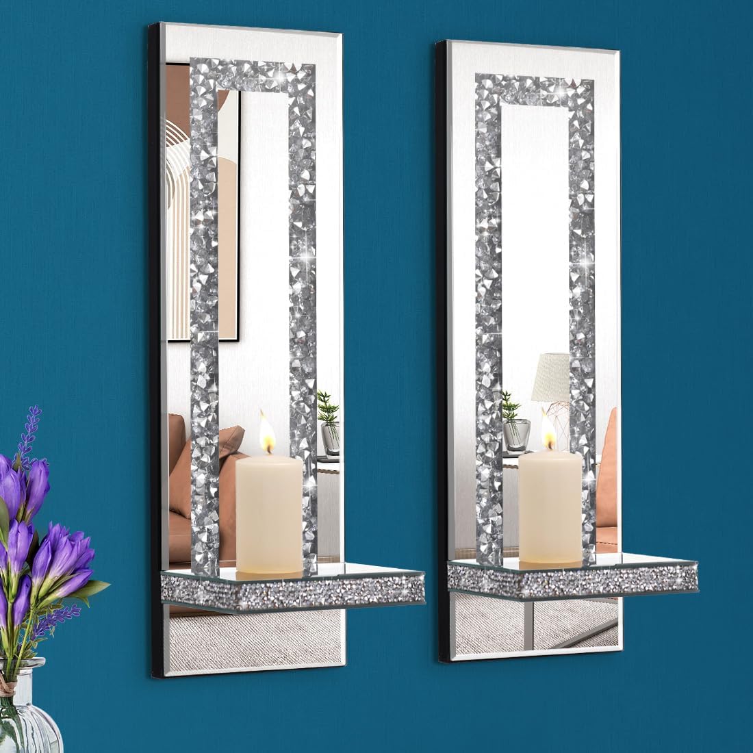 Mirrored Silver Candle Ends for Hallway or Entryway