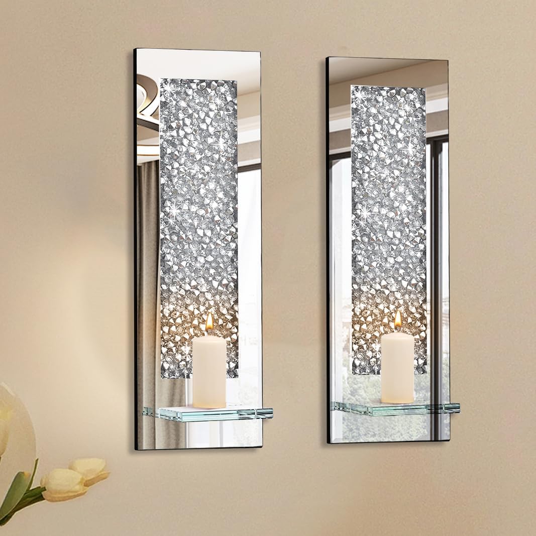 Pibeyer Crystal Crush Diamond Wall Candle Holder Set of 2