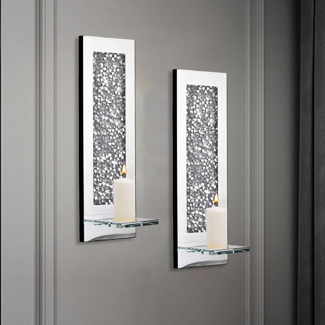 Pibeyer Crystal Crush Diamond Wall Candle Holder Set of 2