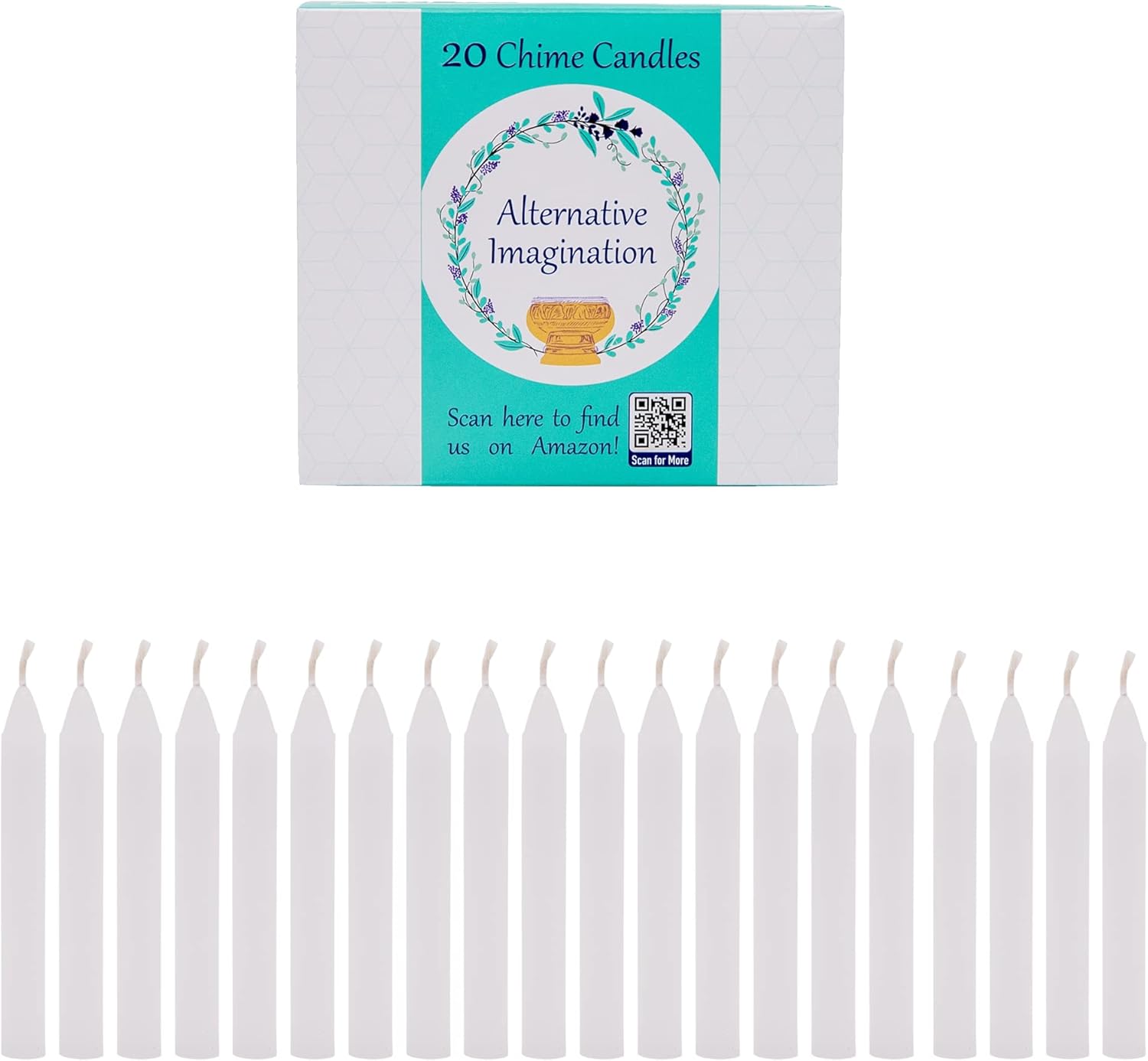 A Set of 20 White Unscented Taper Candles for Altars More