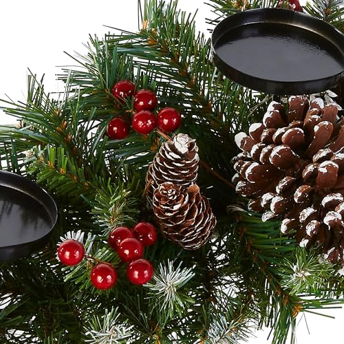 Festive Christmas Centerpiece with 3 Candle Holders