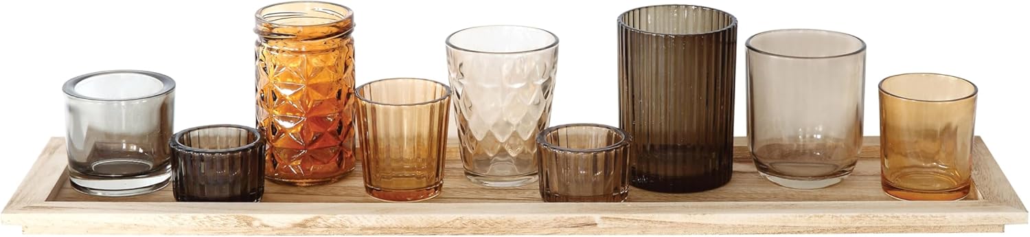 Solid Paulownia Wood Candleholder Set