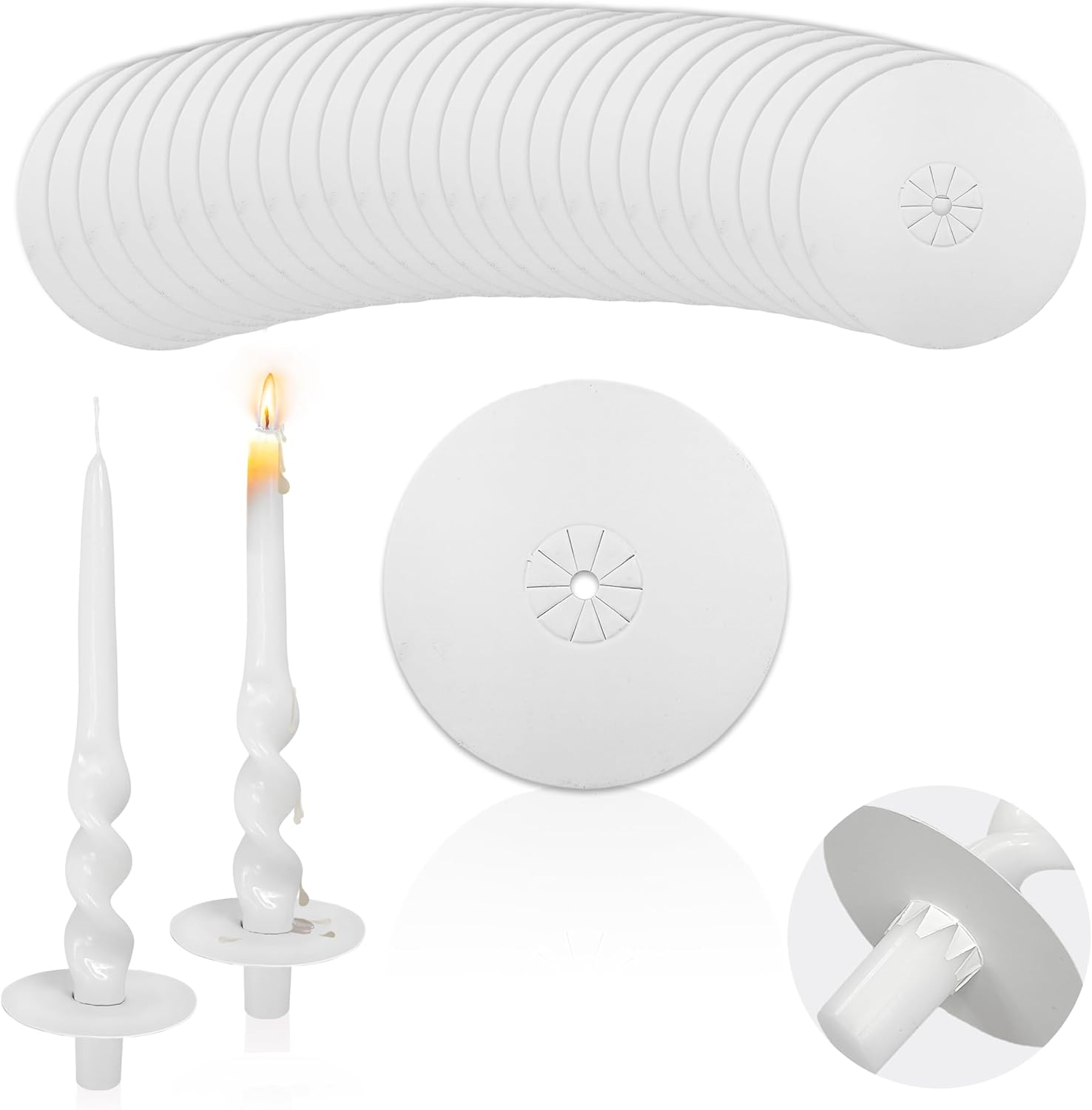 20 Pcs Taper Candle Drip Protectors - Clean Surface Safe Use