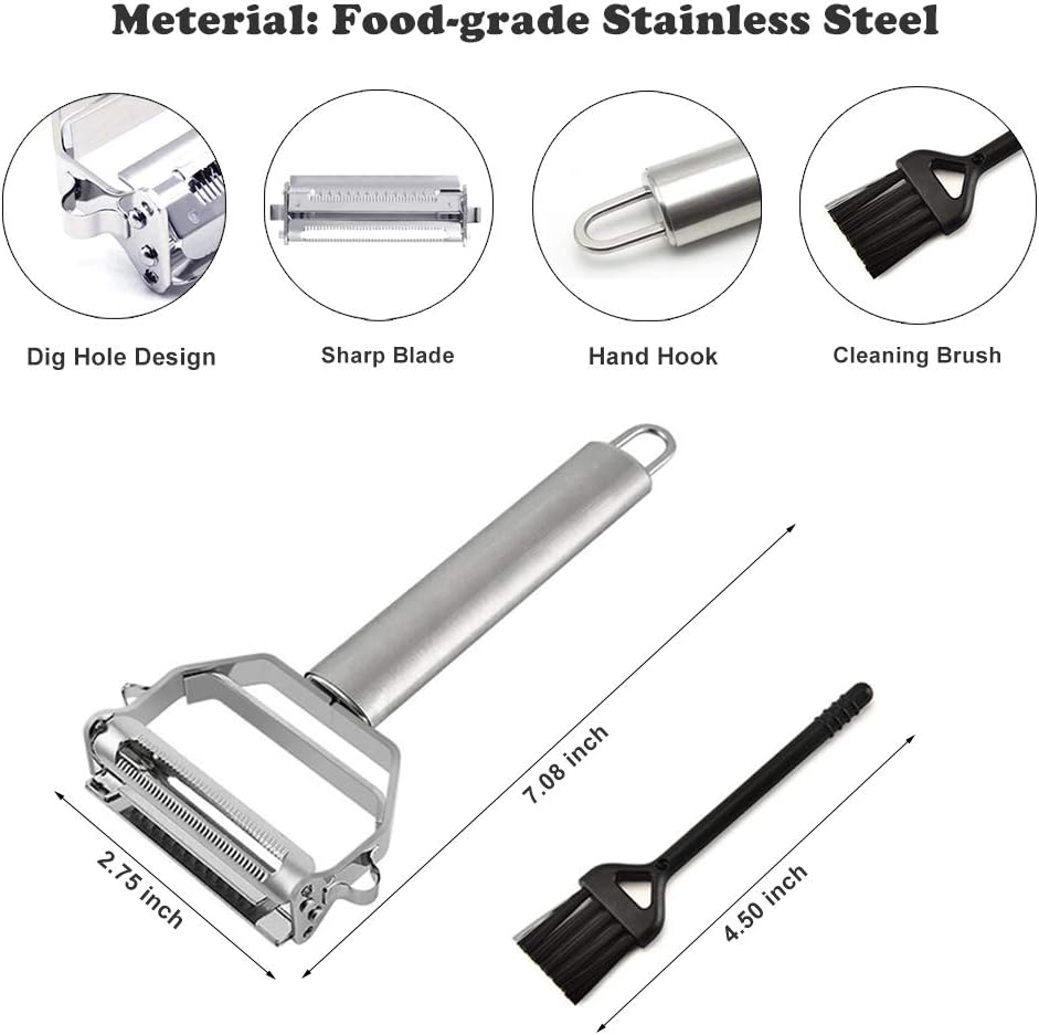 Jianlai Vegetable Julienne Peeler Stainless Steel Slicer with Brush
