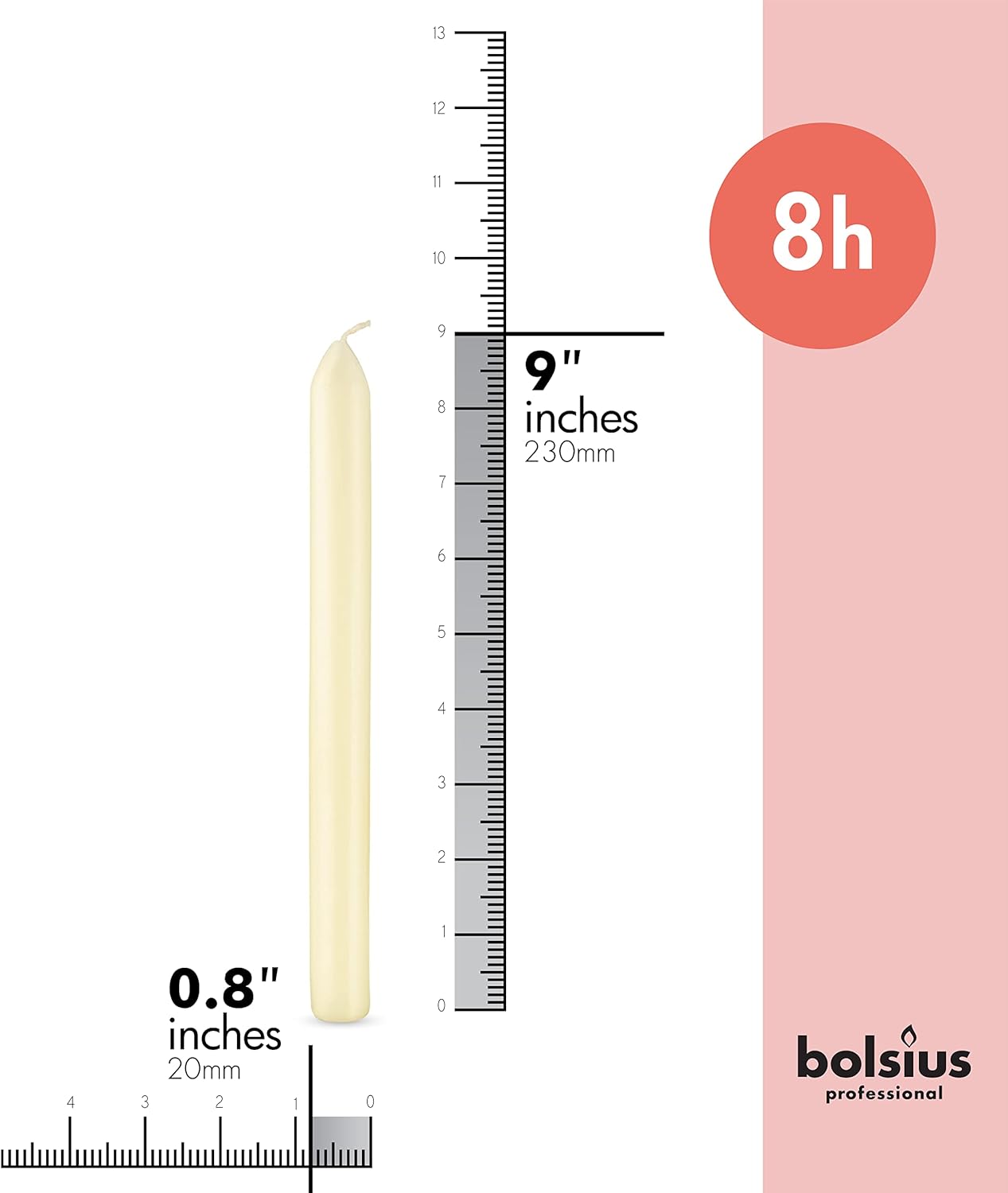 BOLSIUS Ivory Dinner Candles - Set of 10 9-Inch Unscented Durable Candles
