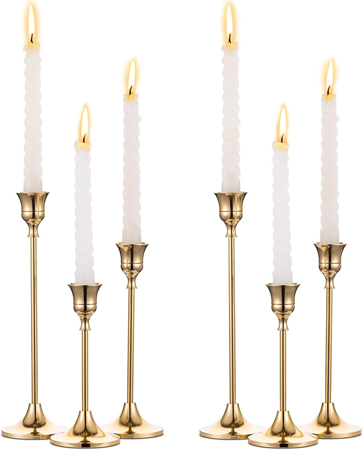 Brass Gold Candlestick Holders Set