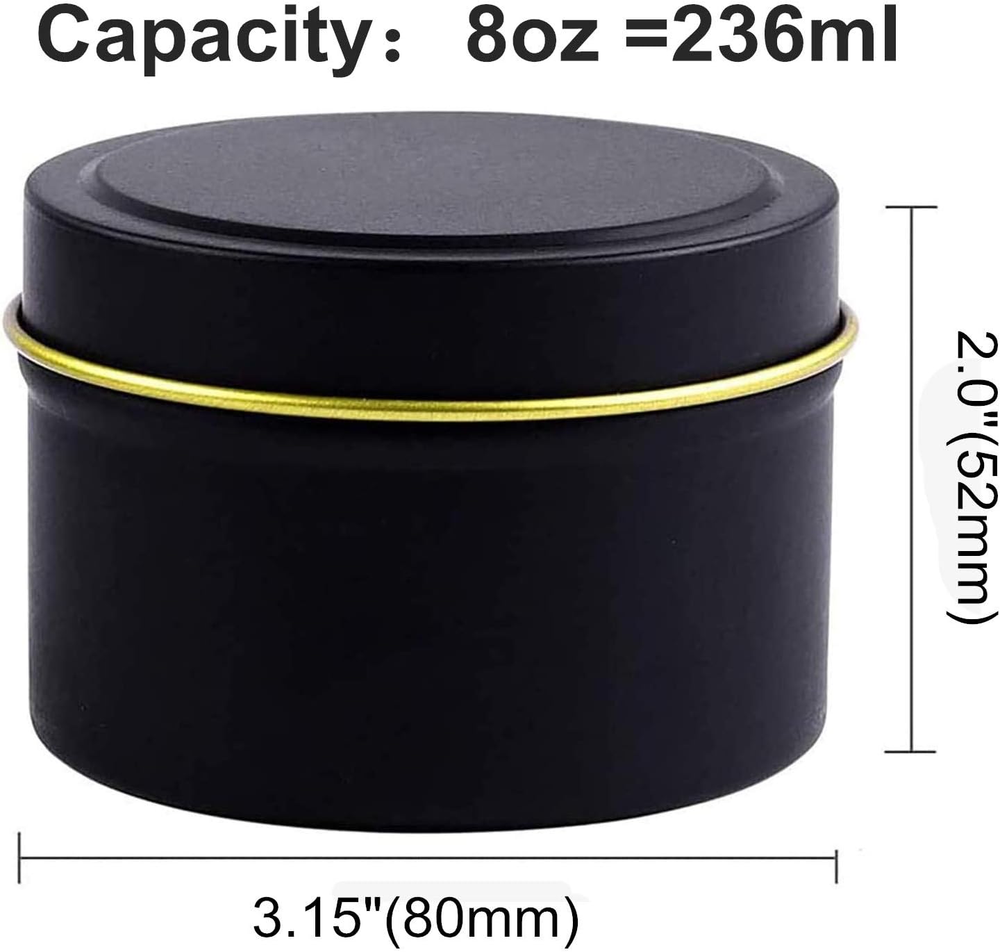 SONVIIBOXDiwali Candle Tins Black Capacity 8oz 24 Pack