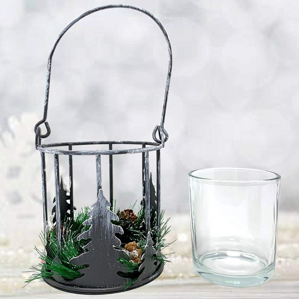 Cozy Christmas Candle Holder with Pinecones Greenery - 85inch