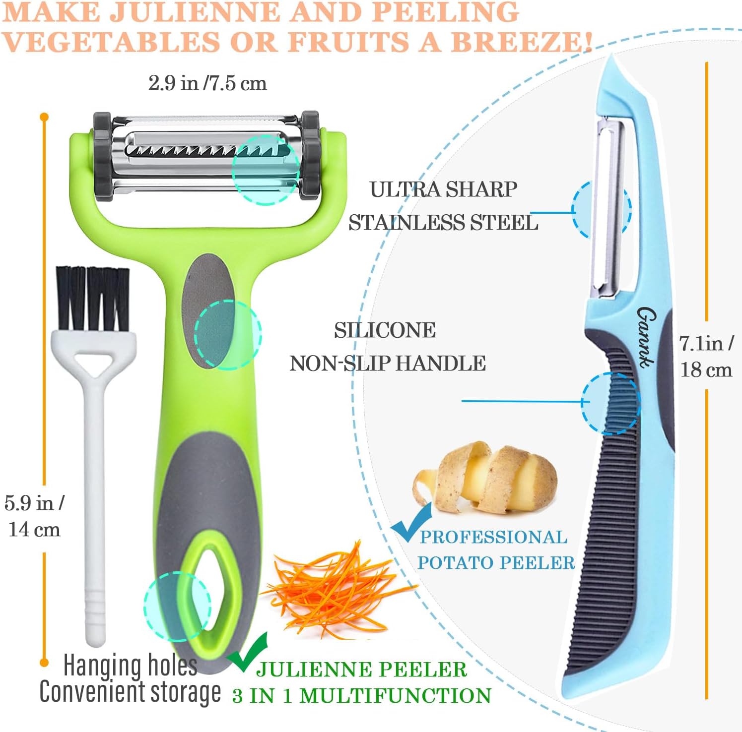 3-in-1 Flexible Vegetable Fruit Peeler