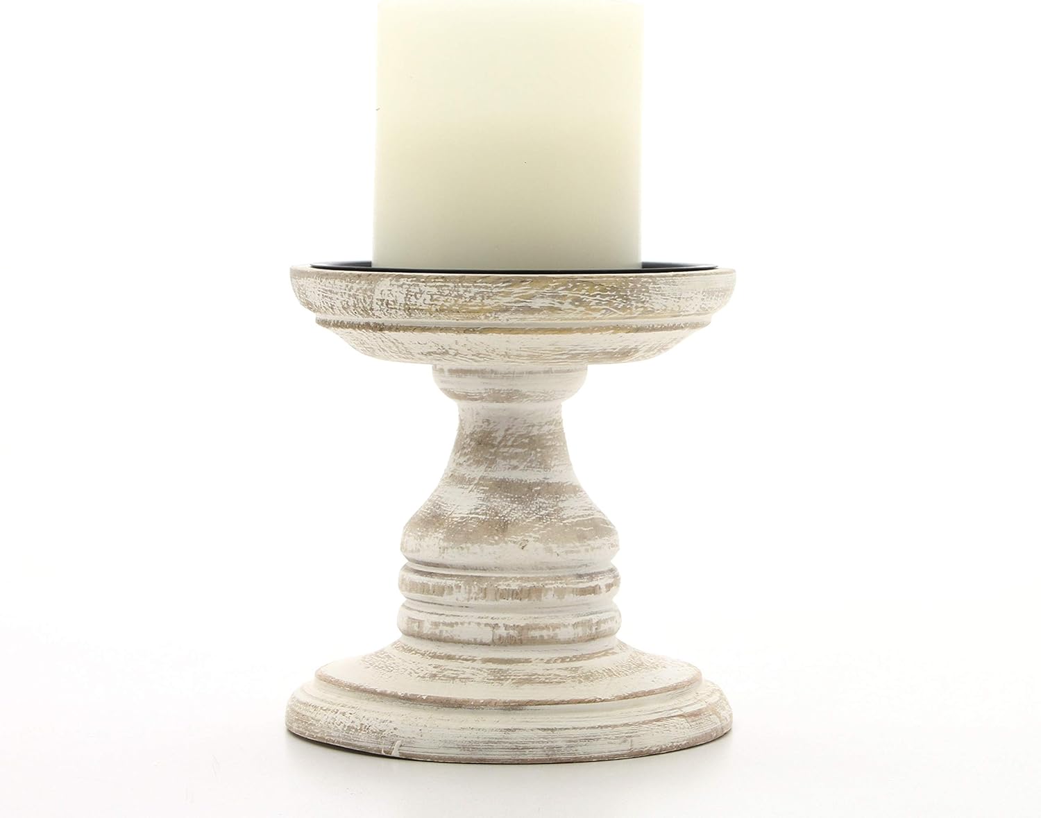 Hosleys 2-Piece White Wood Pillar Holders - Aromatherapy Wedding Gift Set