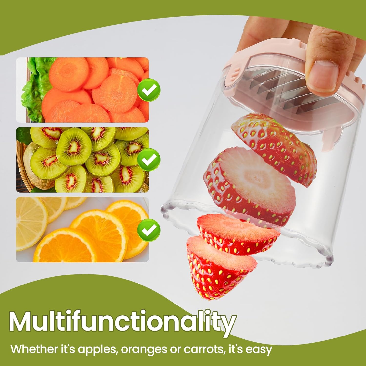 Fruit Slicer Cup for Efficient Cutting Pink