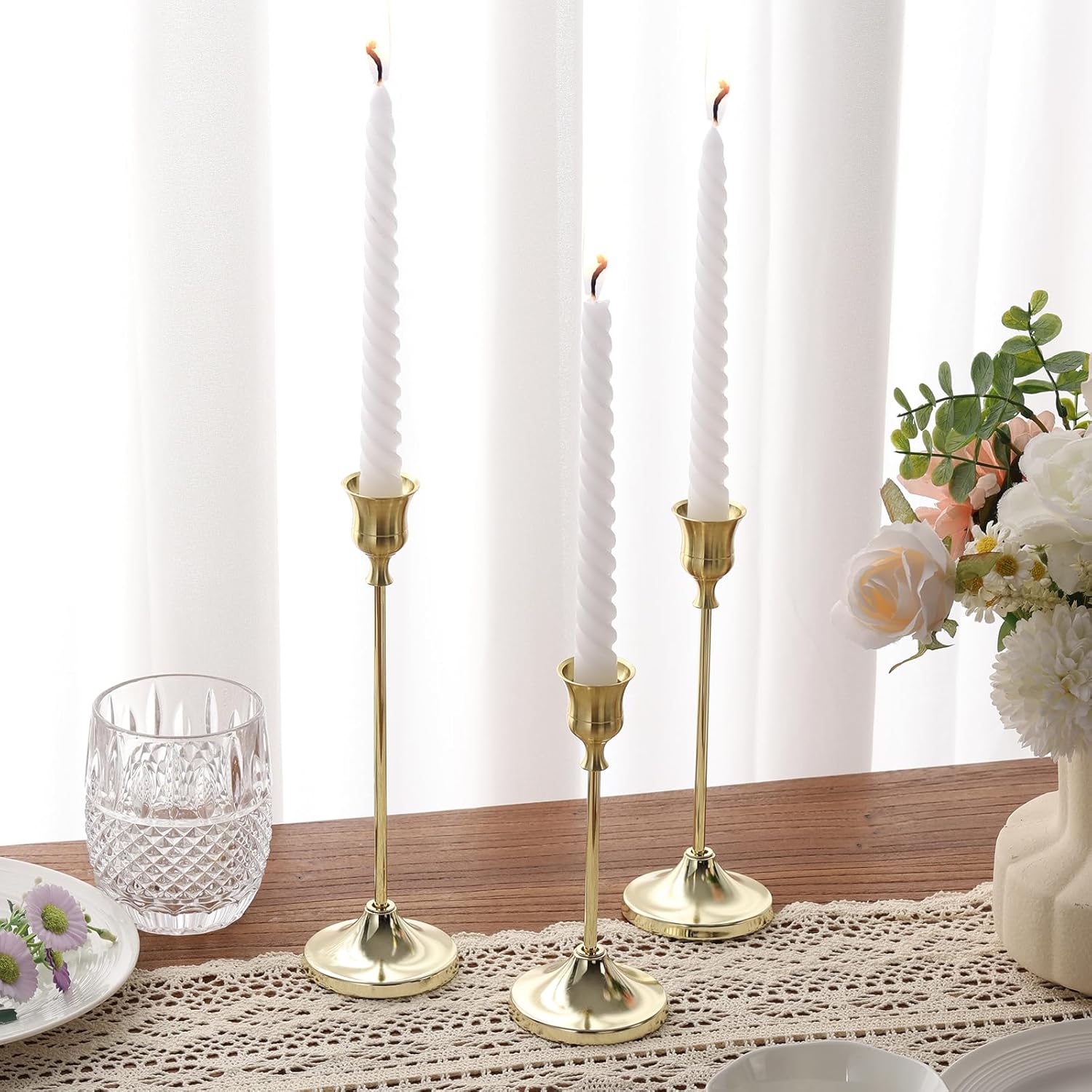 6-Piece Metal Taper Candle Holders Gold Halloween Decor