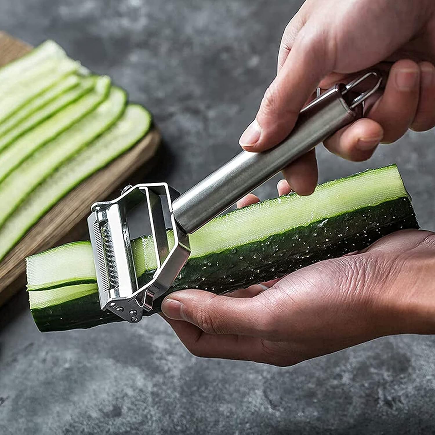 Stainless Steel dual blade vegetable peeler with handle