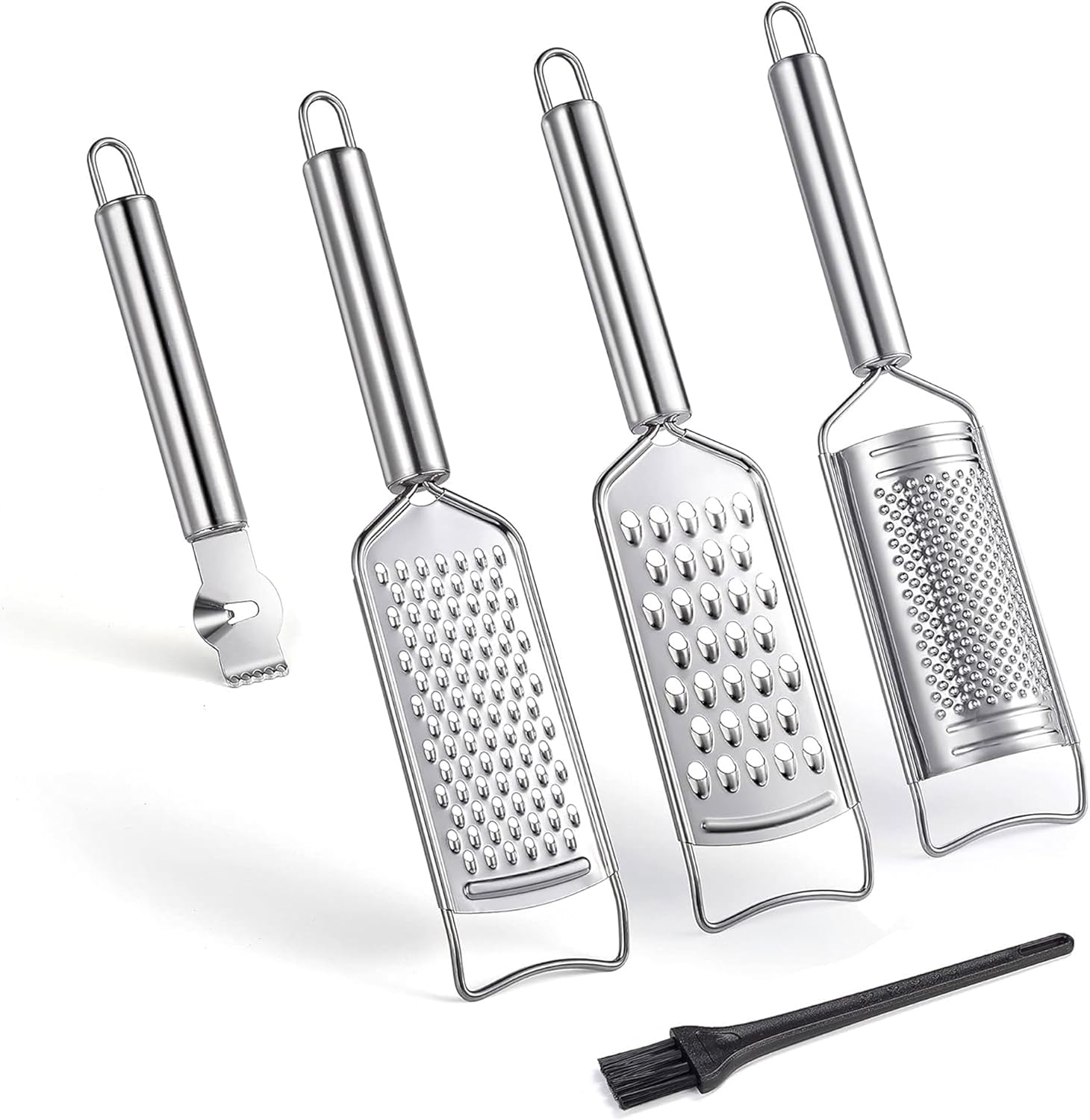 Stainless Steel Cheese Grater Set with Brush