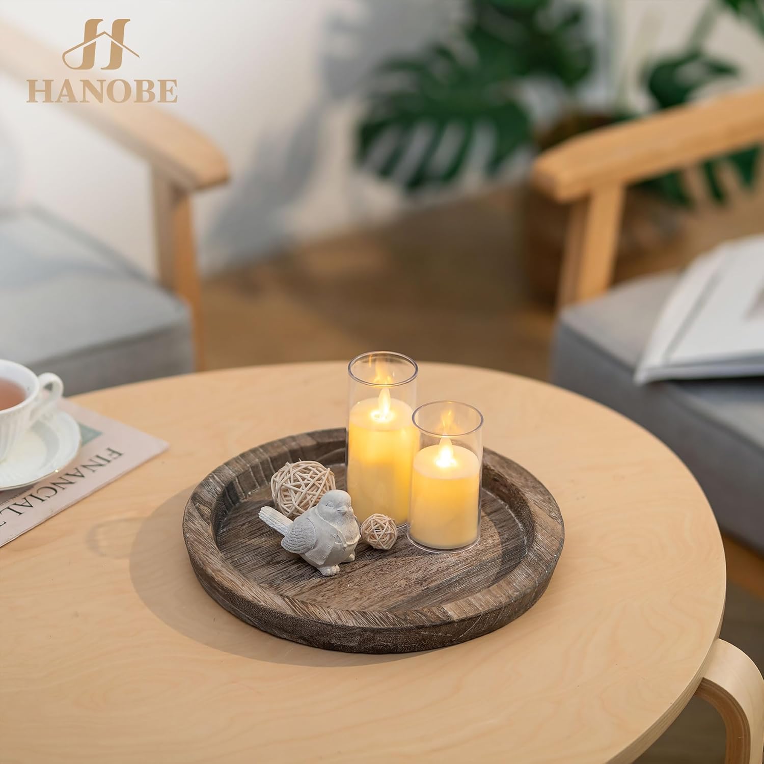 Rustic Wood Table Centerpiece Candle Holder 11x11