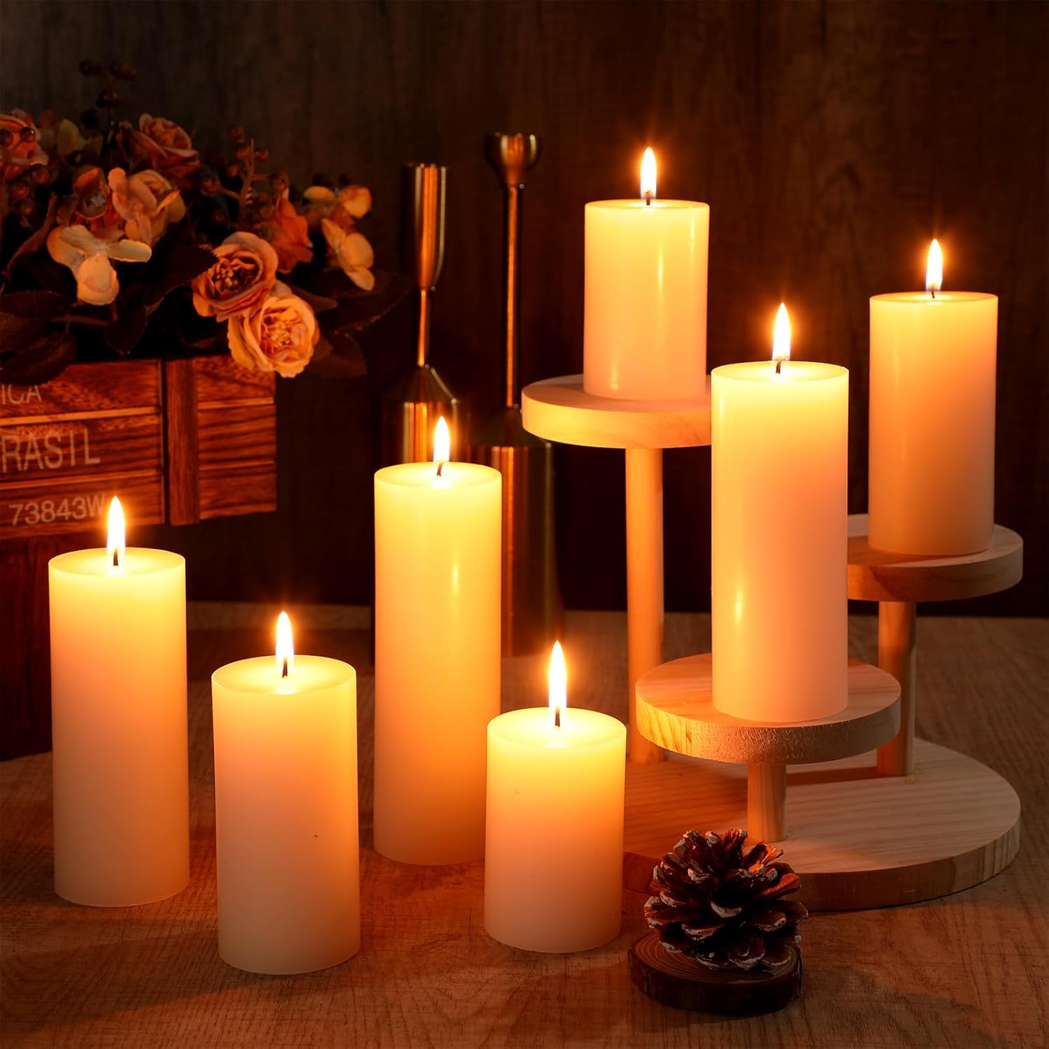 MTLEE 36 Pcs Pillar Candles Bulk Set - Dripless 38hr Burn