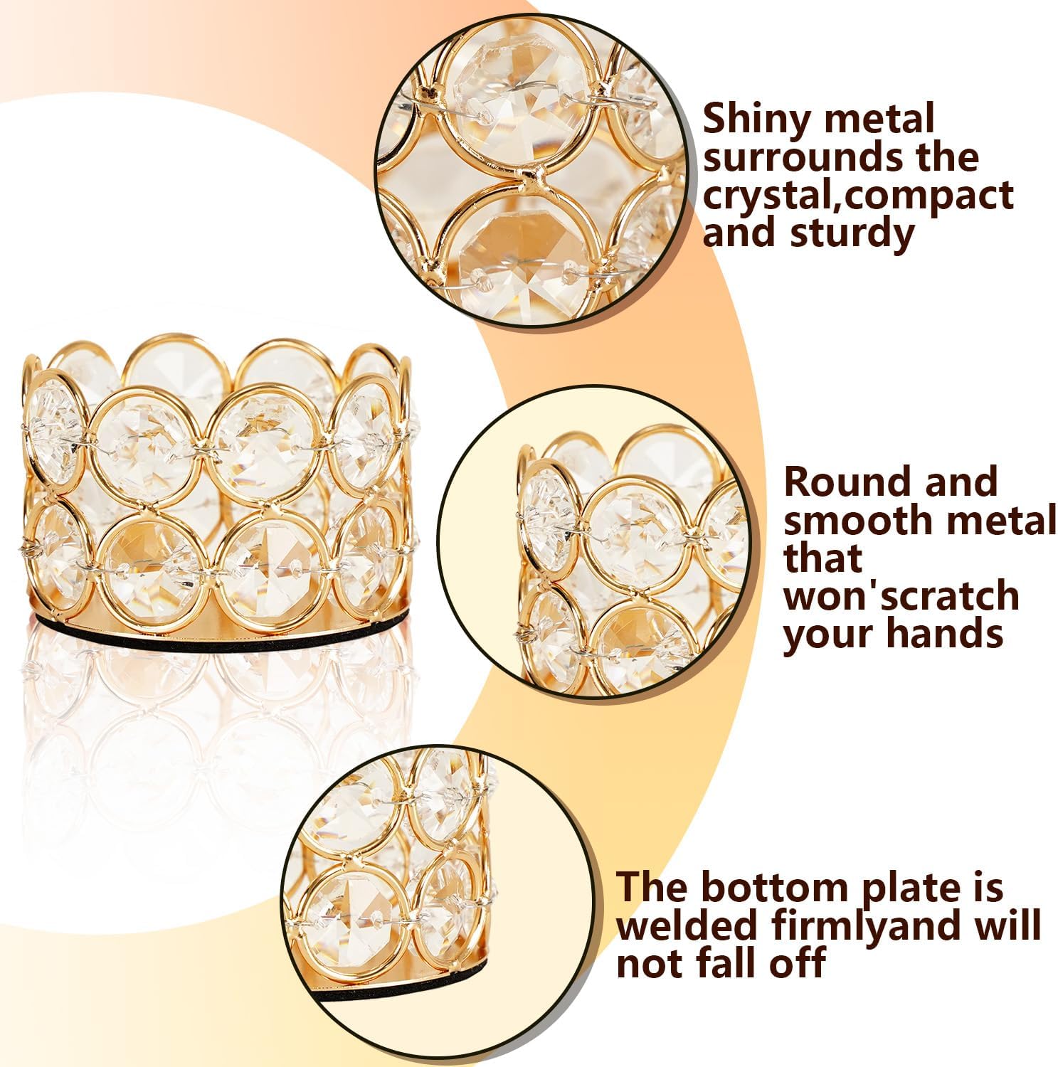 Vincigant 12-Piece Gold Crystal Candleholder Set